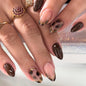 Leopard Press on Nails Medium Square Glossy Black Fake Nails
