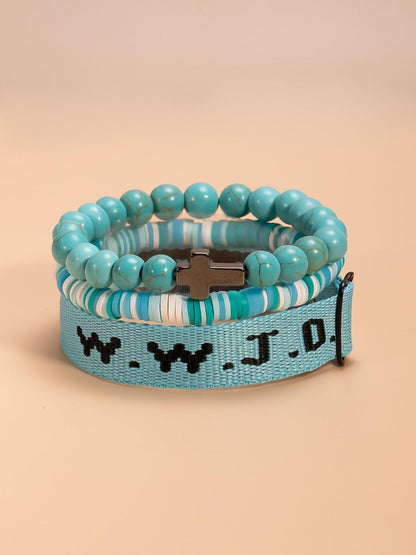 Wwjd Beaded Bracelet With Cross Charm, Exquisite Religious Jewelry Gift For Birthday, Cross Bracelets