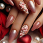 24Pcs Medium Almond Press on Nails French Tip Fake Nails with Brown Leopard Gold Line Design Glossy Reusable False Nail Artificial Acrylic Nails Press ons Holiday Stick on Nails for Women DIY Manicure