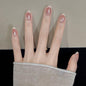 24PCS French Tip Press On Nails, Glossy Nude Square, Silver Edge