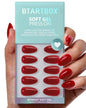 BTArtbox Press On Nails, Short Oval Dark Red Fake Nails, 32Pcs Full Kit