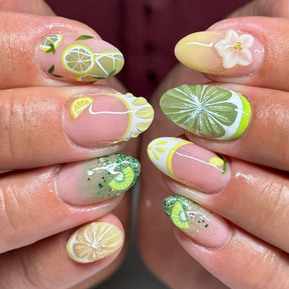 French Tip Press on Nails Almond Medium Fake Nails with Cat Eye Stars Designs Nails Press ons Gold Nude Glue on Nails Natural Artificial Nails Cute Stick on Nails for Women 24Pcs