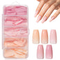 AILLSA Press on Nails Medium Almond Nude Pink Nail Tips 5 Colors 140 PCS