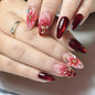 French Tip Press on Nails Almond Medium Fake Nails with Cat Eye Stars Designs Nails Press ons Gold Nude Glue on Nails Natural Artificial Nails Cute Stick on Nails for Women 24Pcs