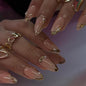 Medium Almond Press on Nails Brown Leopard