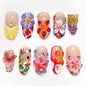 30Pcs Pink Flower Press on Nails Medium Almond Fake Nails Peach Blossom with 3D Rhinestones Pearl Gold Glitter Design Artificial Cute Cat Nails Stick on Nails Spring False Nails for Women Acrylic Nail