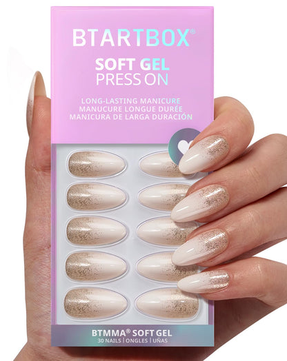 BTArtbox Halloween Press On Nails, French Tip Almond Nails, 32 Pcs Full Kit
