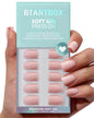 BTArtbox Press On Nails, Short Oval Dark Red Fake Nails, 32Pcs Full Kit