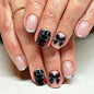 Leopard Press on Nails Medium Square Glossy Black Fake Nails