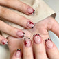 Leopard Press on Nails Medium Square Glossy Black Fake Nails