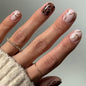 Leopard Press on Nails Medium Square Glossy Black Fake Nails