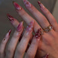 Almond Press On Nails Gold 3d Gold Glitter Ombre Design Date Night Nails For Women