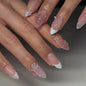 24Pcs Medium Almond Press on Nails French Tip Fake Nails with Brown Leopard Gold Line Design Glossy Reusable False Nail Artificial Acrylic Nails Press ons Holiday Stick on Nails for Women DIY Manicure