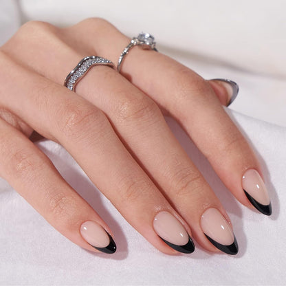 BTArtbox Halloween Press On Nails, French Tip Almond Nails, 32 Pcs Full Kit