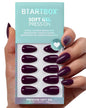BTArtbox Press On Nails, Short Oval Dark Red Fake Nails, 32Pcs Full Kit