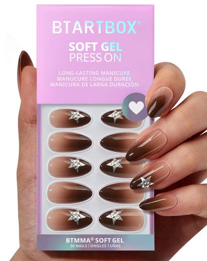 BTArtbox Halloween Press On Nails, French Tip Almond Nails, 32 Pcs Full Kit