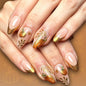 Dark Brown Tortoise Shell Press On Nails, Short Oval Fake Nails 24Pcs