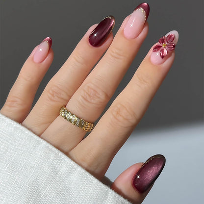 Almond Press On Nails Gold 3d Gold Glitter Ombre Design Date Night Nails For Women