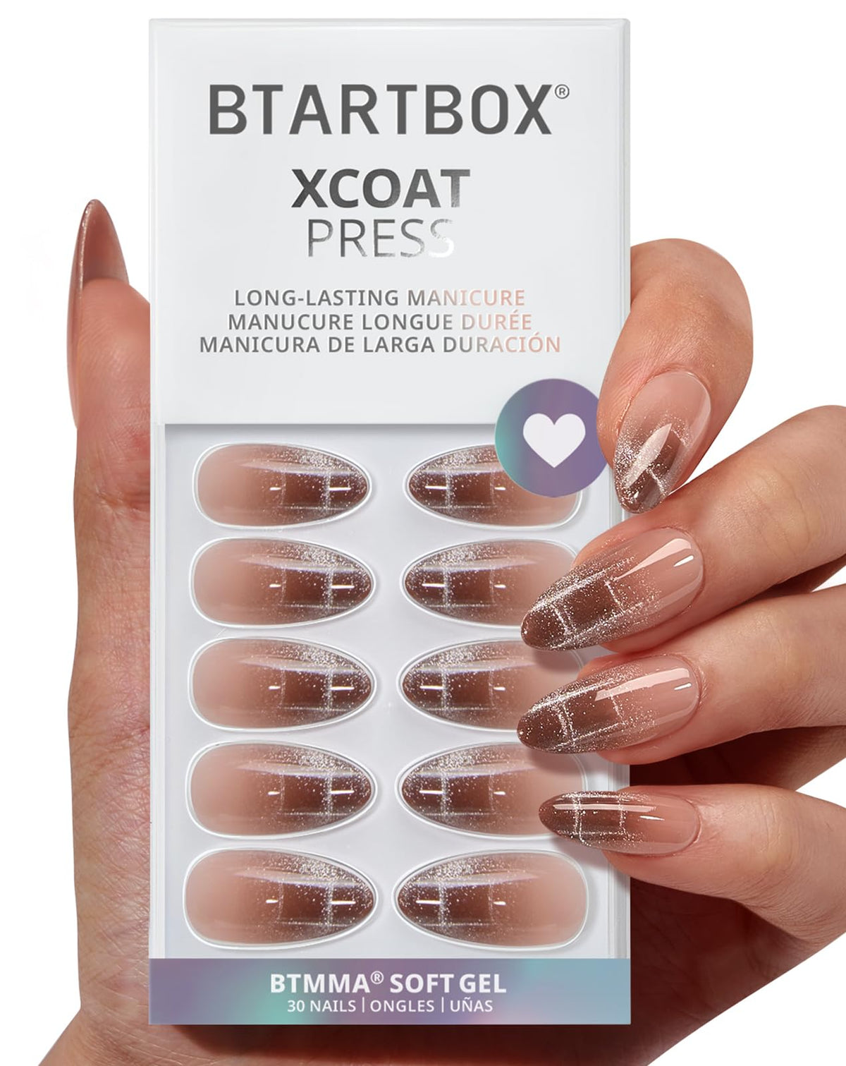 BTArtbox Halloween Press On Nails, French Tip Almond Nails, 32 Pcs Full Kit