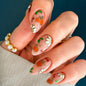 Fall Press on Nails Medium Almond, French Tip & Leopard Print