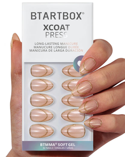 BTArtbox Halloween Press On Nails, French Tip Almond Nails, 32 Pcs Full Kit