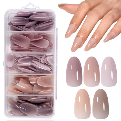 AILLSA Press on Nails Medium Almond Nude Pink Nail Tips 5 Colors 140 PCS