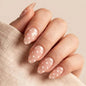 24PCS French Tip Press On Nails, Glossy Nude Square, Silver Edge