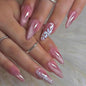 French Tip Press on Nails Almond Medium Fake Nails with Cat Eye Stars Designs Nails Press ons Gold Nude Glue on Nails Natural Artificial Nails Cute Stick on Nails for Women 24Pcs
