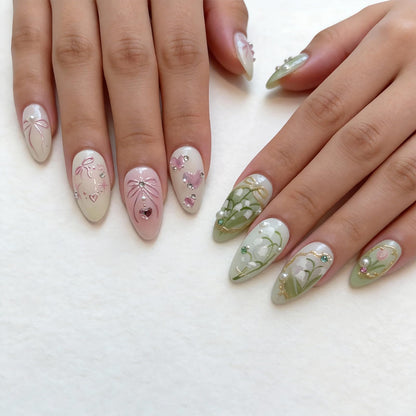 Medium Almond Press on Nails Brown Leopard