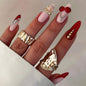Long Press on Nails Almond Fake Nails Purple French Artificial Nail with 3D Flowers Designs Glitter Summer and Fall Cute Stick on Nail for Women 24pcs