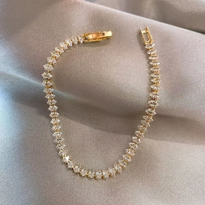 Charm Tennis Bracelet Luxury Roman Geometric Zirconia Stone Chain Bracelets for Women Trendy Goth Full Zirconia Marquise Trendy Wedding Jewelry Gift