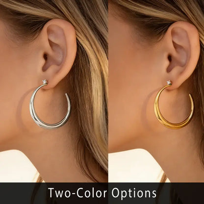 Women's 14K Gold Plated Chunky Hoop Earrings - Native Bold Statement Minimalist, Lightweight Gold Jewelry, Hypoallergenic Fit, Adults' Versatile Daily Accessory to Reach Accessory Goals