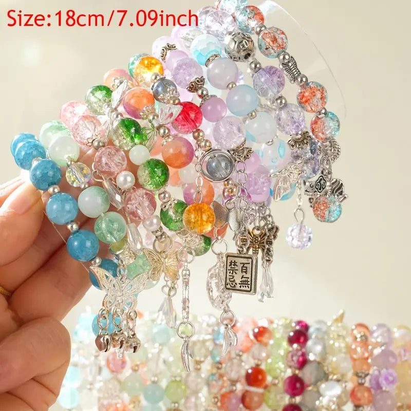 Women's Exquisite Trendy Fashionable Layered Bracelet Set - 15/35/75-Piece Colorful Glass Beads Bracelet Stacks, Boho Stackable Costume Jewelry Gift for Birthdays, Exquisite Trendy Bracelet
