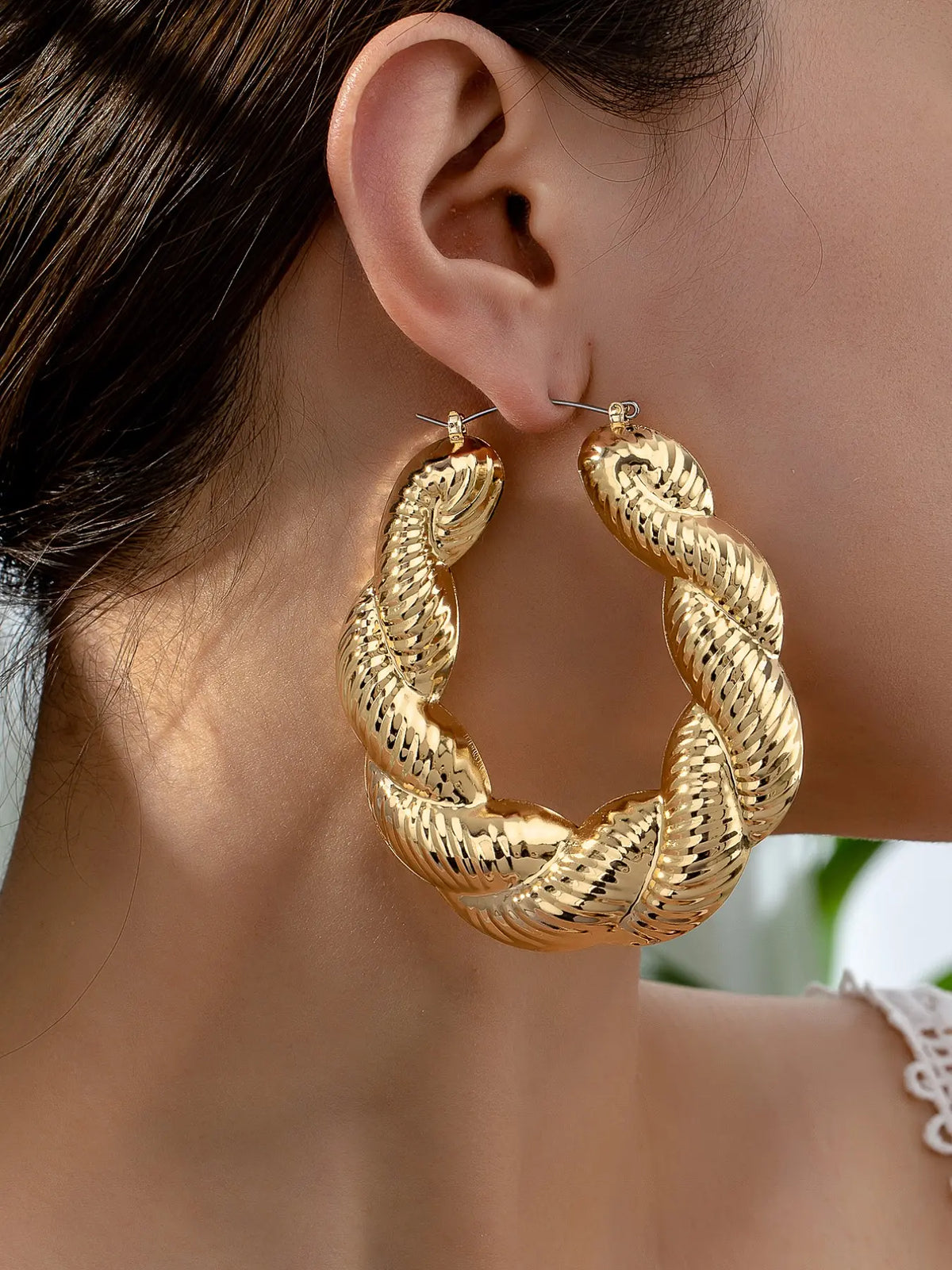 Fashion Classic Twist Rope Alloy Earrings, Fashionable Hoop Shape Earrings for Women, Perfect for Daily Wear and Holidays, Stylish and Unique Jewelry Accessories