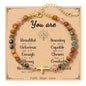Cross Bracelet Christian Baptism Confirmation Gift Christian Sisters Friendship Bracelet Three Stones Protection Bracelet for Bonus Mom Daughter-In-Law Godmother Bestie Friend Family Birthday Easter Christmas Mother'S Day Holiday Gift with Card