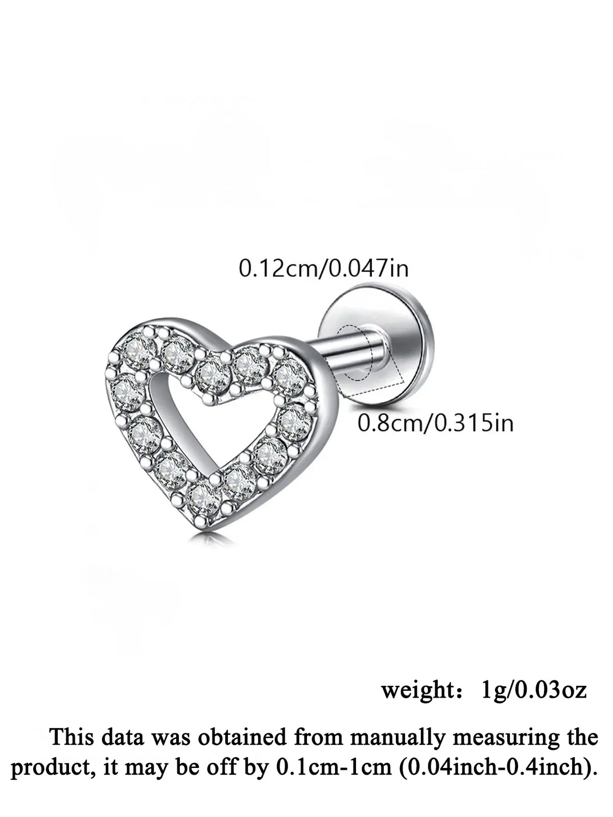 Heart Shaped Hypoallergenic Stud Earrings, Ear Studs, Cute Stainless Steel Cartilage Earrings for Women and Girls, Fashion Jewelry for Party Daily Wear, Ideal Birthday Gift