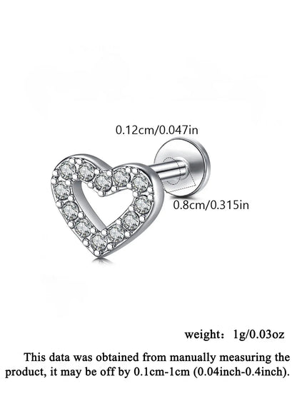 Heart Shaped Hypoallergenic Stud Earrings, Ear Studs, Cute Stainless Steel Cartilage Earrings for Women and Girls, Fashion Jewelry for Party Daily Wear, Ideal Birthday Gift