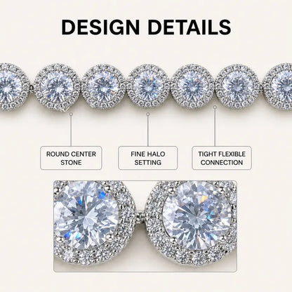 Halo Tennis Bracelet for Women, Sparkling Linked Statement Jewelry for Weddings and Evening Wear