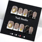 Handmade Press on Nails Short Almond Nude Polka Dot Glossy Reusable Fake Nails, Minimalist Beige Acrylic Press on Nails with White Dot Design for Women Girls 10 PCS(M)