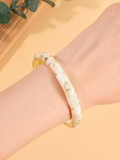 5 Pcs Ladies Cloisonné Enamel Bracelets, Elegant All-Over Print, Perfect Gift for Teachers, Moms, Birthdays, Christmas, Thanksgiving