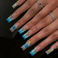 CTTHNBD Press on Nails Square, Medium, Black French Tip Fake Nails
