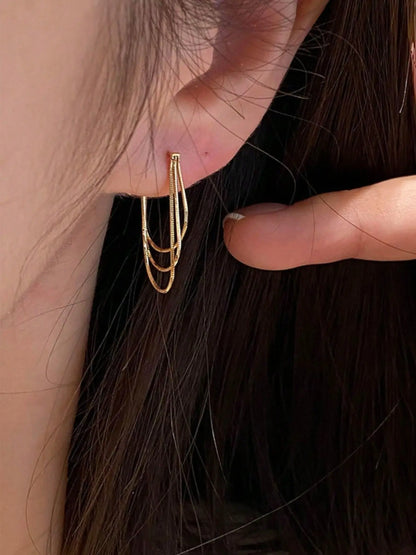 1 Pair Metal Chain Earrings, European & American Style Personalized Fashion Long Earrings Elegant Minimalist Good Earrings For Women & Girls, Travel, Wedding, Party Accessories, Birthday, Christmas Gift 2026