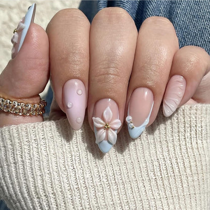 Almond Press on Nails Medium French Tip Fall Fake Nails with Brown Leopard Design Acrylic Nails Glossy False Nails Press ons Full Cover Glue on Nails for Women Manicure 24Pcs
