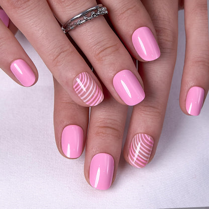 CurvLife Extra Short Oval Press On Nails, Nude Peach Pink, Soft Gel