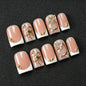 Handmade Press on Nails Short Almond Nude Polka Dot Glossy Reusable Fake Nails, Minimalist Beige Acrylic Press on Nails with White Dot Design for Women Girls 10 PCS(M)
