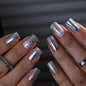 CurvLife Short Square Burgundy Press On Nails, Fall Dark red