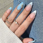 24Pcs Medium Almond Press on Nails French Tip Fake Nails with Brown Leopard Gold Line Design Glossy Reusable False Nail Artificial Acrylic Nails Press ons Holiday Stick on Nails for Women DIY Manicure