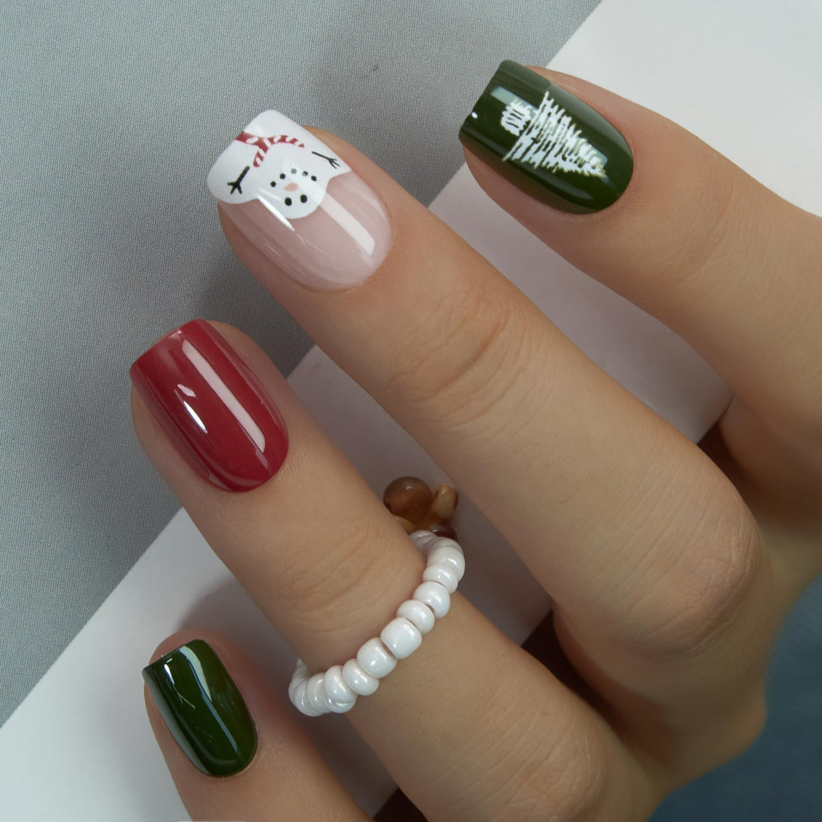 CurvLife Short Square Burgundy Press On Nails, Fall Dark red