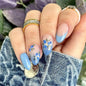 Short Press On Almond Fake Nails - Flower Acrylic Fall Nails Press Ons Full Cover Glue On Cute False Floral Stick On Nails for Women - 30 Pcs