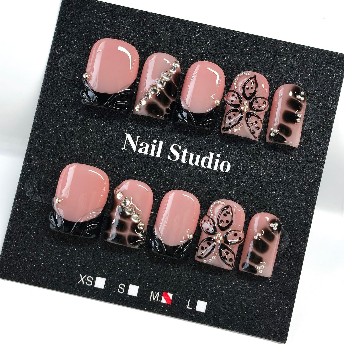 Handmade Press on Nails Short Almond Nude Polka Dot Glossy Reusable Fake Nails, Minimalist Beige Acrylic Press on Nails with White Dot Design for Women Girls 10 PCS(M)